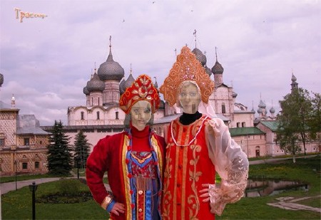 Шаблон парный женский - русские национальные  костюмы XIX века